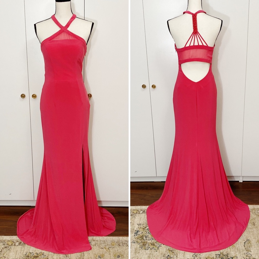 Madison James Hot Pink Formal Dress Full L…
